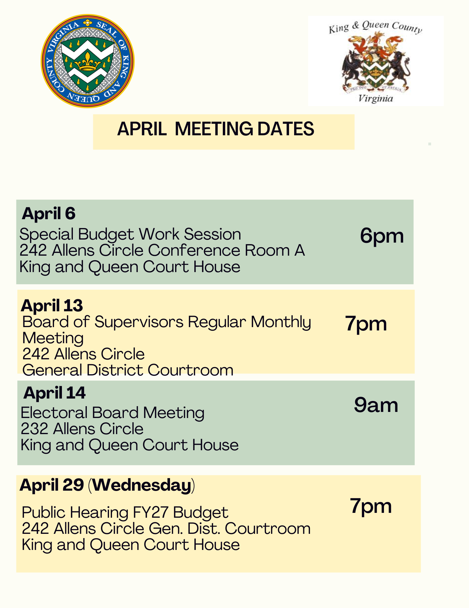 June meeting schedule ()