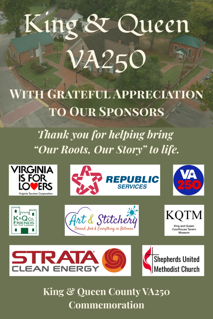 King & Queen County VA250 event sponsor appreciation graphic.