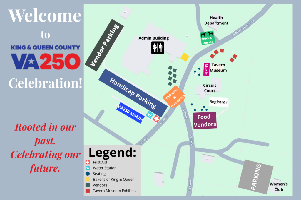 King & Queen County VA250 Event Map